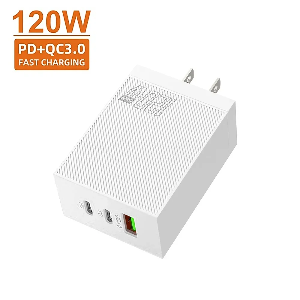 GaN Charger 120W USB Type C Fast Charging PD GaN Charger Mobile Phone Quick Charge Wall Adapter for Oneplus IPhone 16 Pro Xiaomi