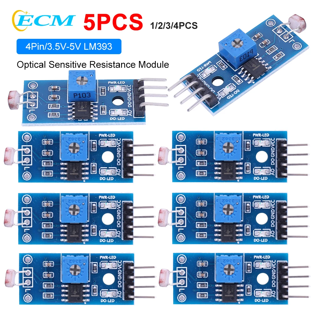 1-5pcs-LM393-4Pin-Photosensitive-Sensor-Module-3-5V-5V-Sensitivity ...
