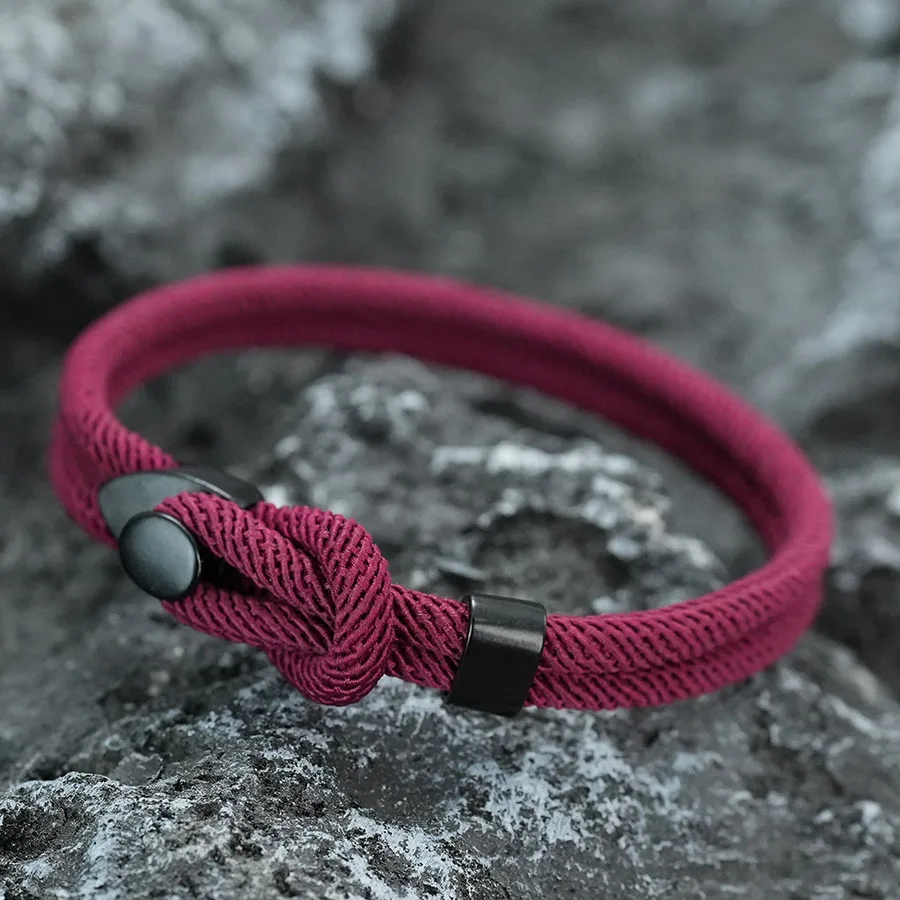 Red Fabric Wrap Bracelet for Men