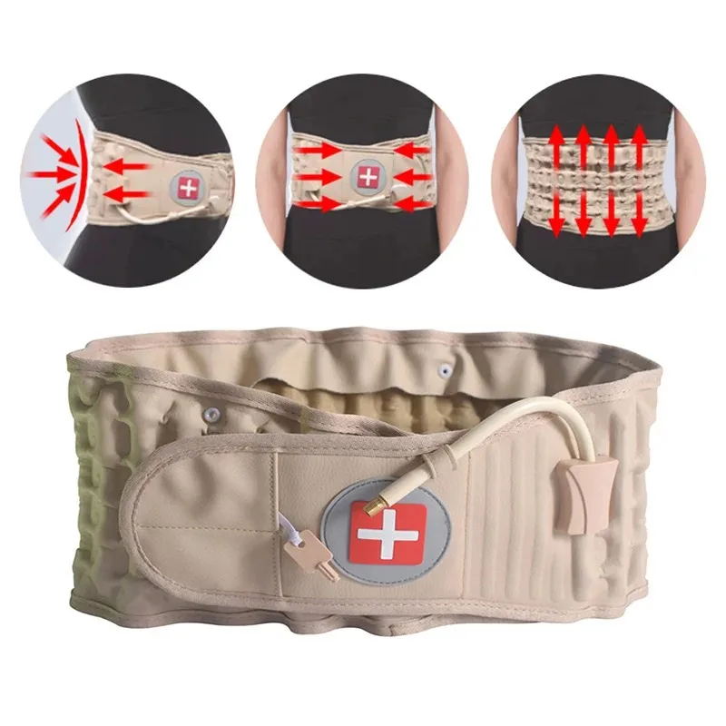 Decompression Massager Back Pain Relief Spinal Lumbar Iatable Traction Air Waist Support Brace Belt_voghion.com