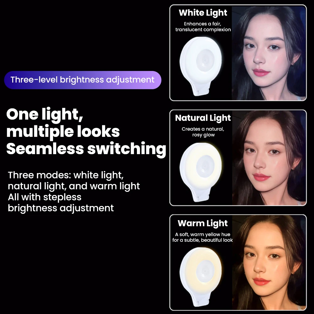 Luce Magnetica per Smartphone per Selfie e Miglioramento della Bellezza, Lampada Compatta Mini Pieghevole e Regolabile - immagine 2