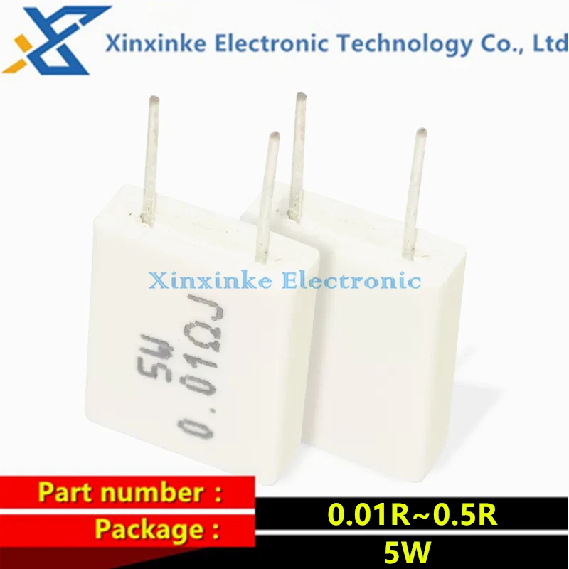 BPR56 Non-inductive Ceramic Resistance 5W 0.01 0.02 0.05 0.1 0.12 0.15 0.22 0.25 0.3 0.47 0.5 ohm 0.1R Cement Resistor 10PCS