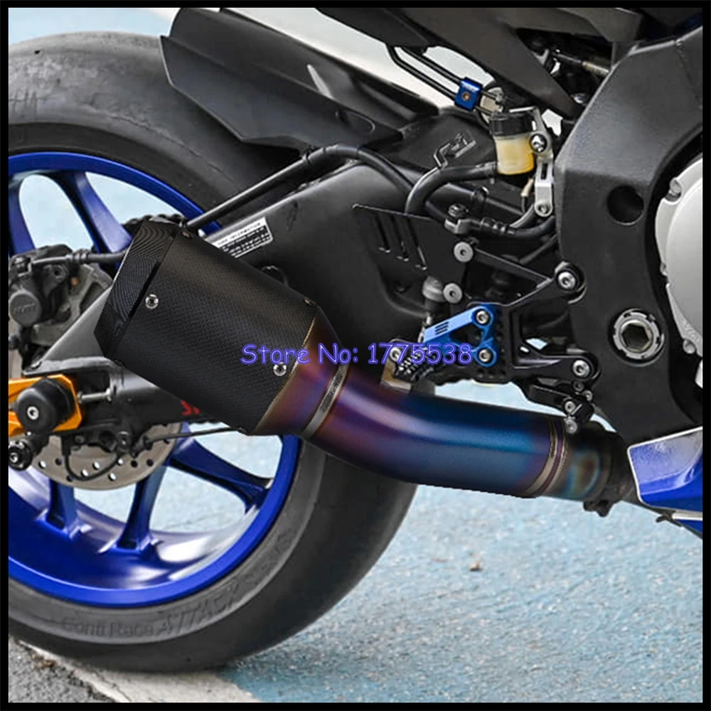 Titanium Alloy Carbon Fiber for Yamaha YZF-R6 2006-2024 Motorcycle Exhaust Slip-on Middle Link Pipe Escape Moto Muffler for R6 - Image 6