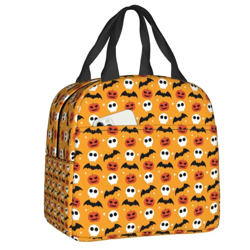 

Сумка для обеда с рисунком тыквы, призраков, летучих мышей, водонепроницаемая, для детей и школьников