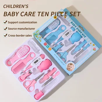 Kit per la cura del bambino 10 in 1: set per la cura del neonato (tagliaunghie/spazzola/termometro) per neonati (rosa/blu)