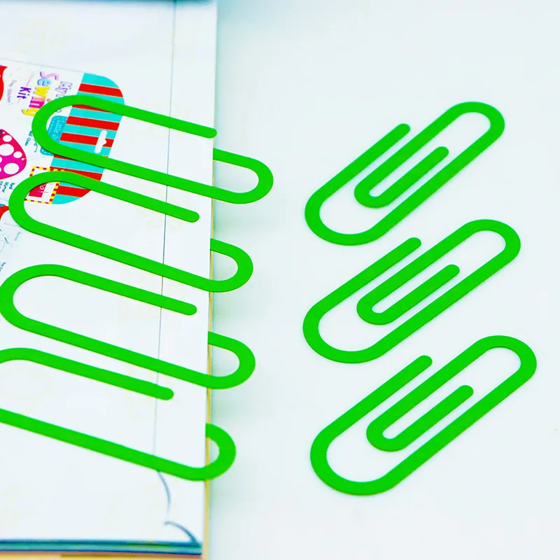 

Bookmark Big Paper Clip Large Bookmark Green Stationery Paper Folder Cute Pin Metal Clip Paperclip Office Table Accessories
