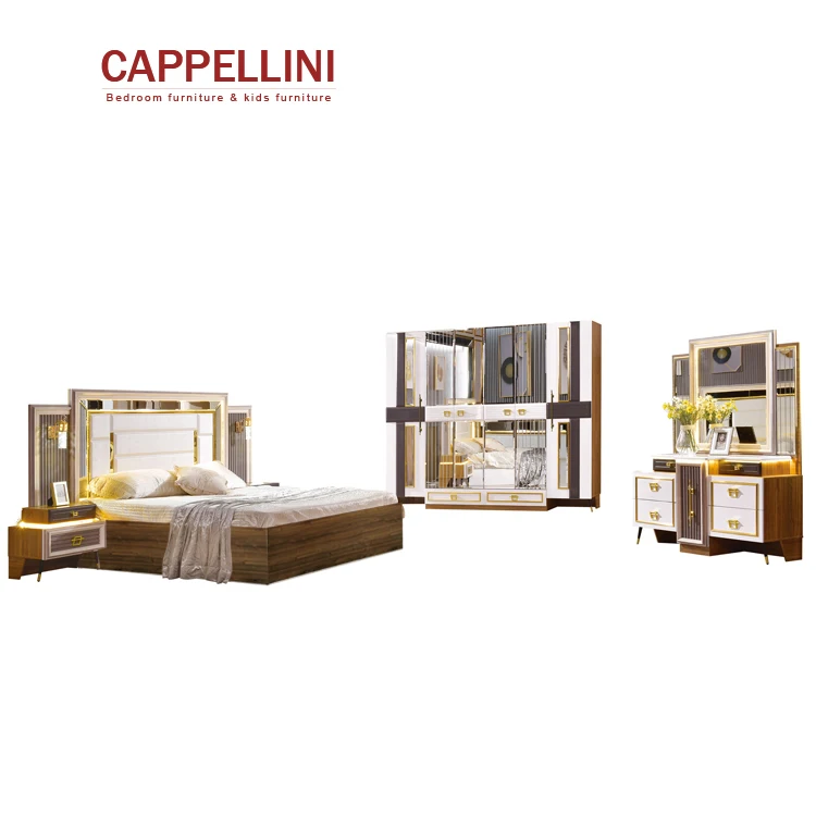 

Factory Price Luxury Bedroom Set Furniture King Size Bed Furniture With Led Light Bedroom Furniture Sets