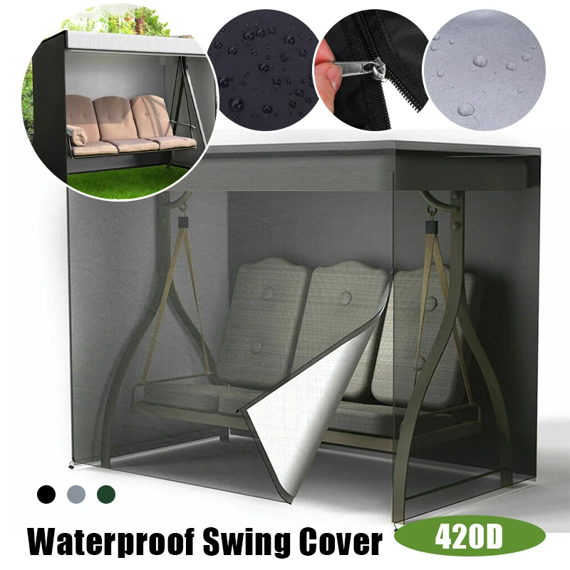Waterproof 3 seater patio swing chair sunscreen cover 420D Oxford garden hammock protective cover durable gardening accessories patio furniture cover