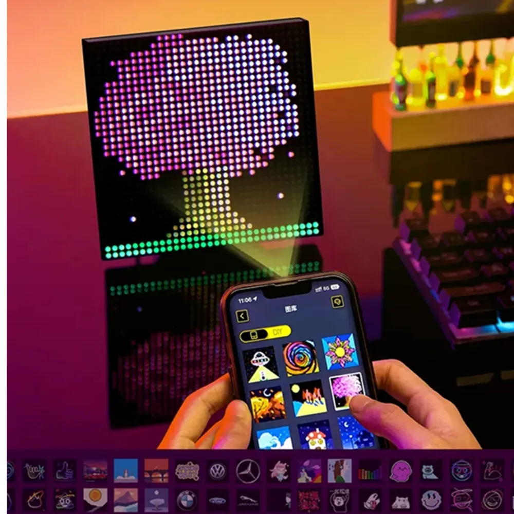 Smart LED Matrix Pixel Panel Lamp USB RGB DIY Graffiti Bluetooth App Control Text Screen Car Display Bedside Home Room Decor