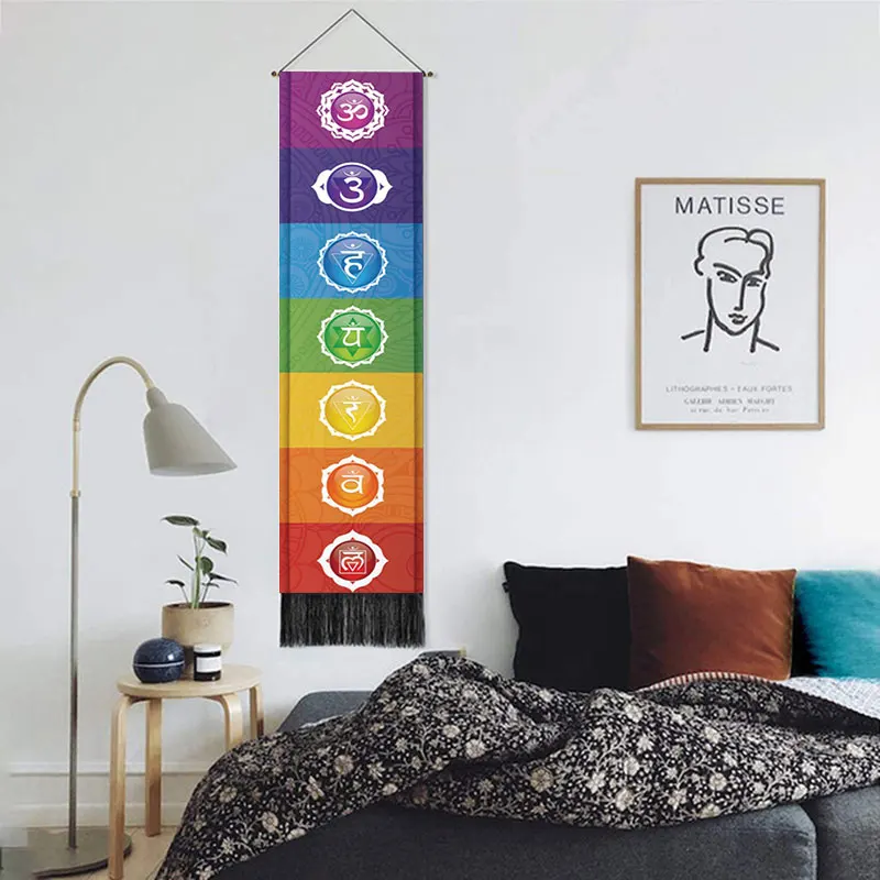 Seven Chakra Tapestry Wall Hanging Yoga Meditation Hippie Psychedelic Tapestry Chakras Tapestries for Bedroom Living Decoration tapestry decorations