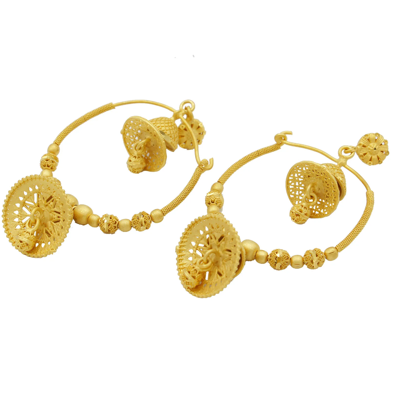 Adixyn 2023 India Hollow Swing Bollywood Ethnic Earrings For Women Gold Color/Copper Manual Jewelry Religious Activities N03151