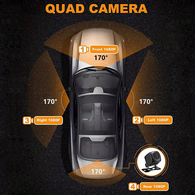 4Channel Dash Cam 4*1080P Car DVR 4 Lens WiFi APP dashcam 24h Parking Monitor Night Vision Rotatable Len camera car recorder