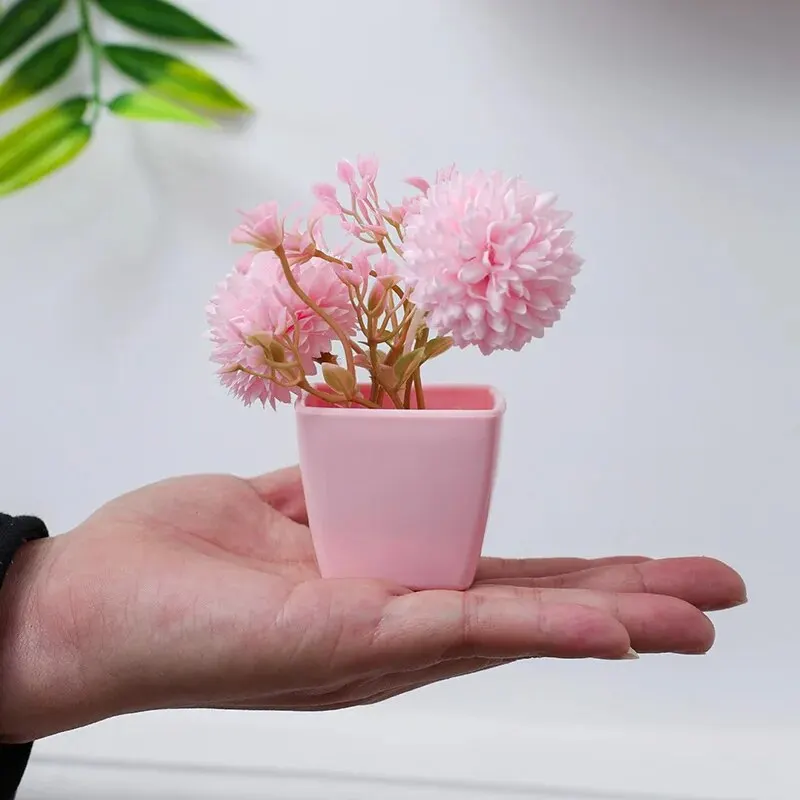 3 Stück simulierte Blumen-Rosen-Topfpflanze, gebrauchtes Jahresrund für Zuhause, Schlafzimmer, Arbeitszimmer, Büro, Desktop-Regaldekoration – Detail 5
