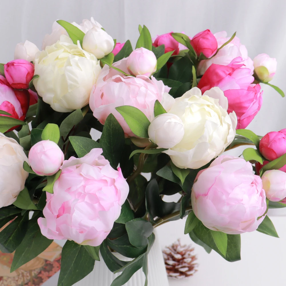 1Pcs Artificial Flowers Branches Silk Roses Peony Wedding Home Decor Arrange Fake Plants Valentine'S Day Gift DIY Bridal Bouquet