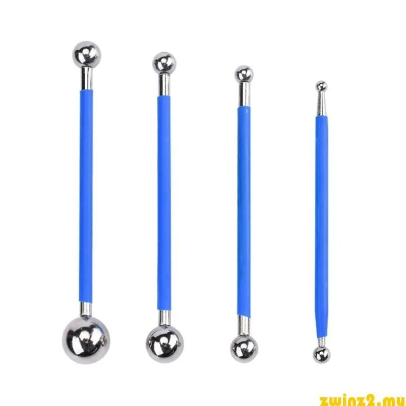 4Pcs 도트 도구 볼 스타일러스 8 크기 DIY 스테인레스 스틸 폴리머 클레이 키트 타일 그라우트 바닥 압력 솔기 스틱 코킹 도구