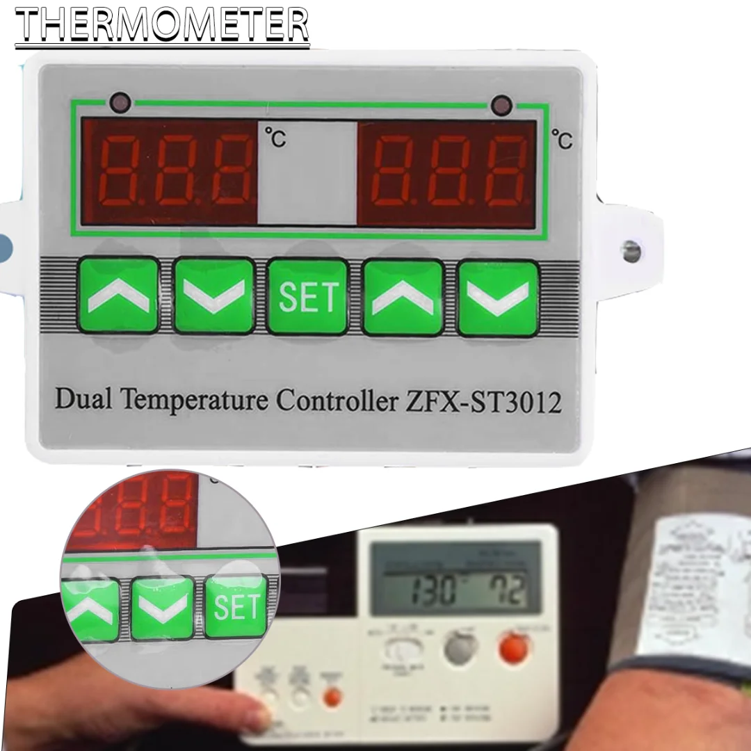 

Digital Dual Temperature Control Two Release Output Thermostat AC 220V 30mA Sub-zero 50 - 100 Degrees Celsius 2pcs LCD Display