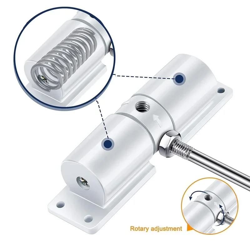 Automatic Door Closer All White/Black Safety Double Spring Door Closer Silence Adjustable Convert Hinged Doors to Self-Closing