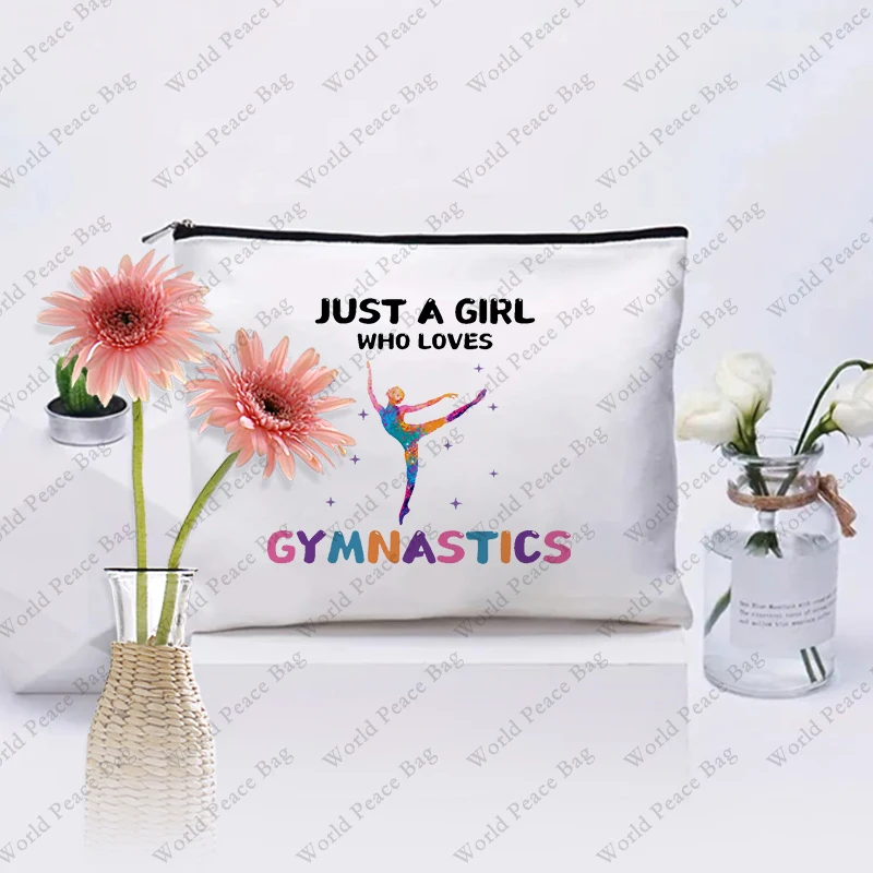 1 pc just a who love Gymnastics pattern Makeup Bag, Gymnastics Gifts,Girls Gymnastics Cosmetic Bag 6