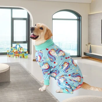 2024 New Dog Jumpsuit Prevent Shedding Hair Dog Onesie Surgery Recovery Suit Cute Unicorn Print Dog Clothes For Home And Outside 5