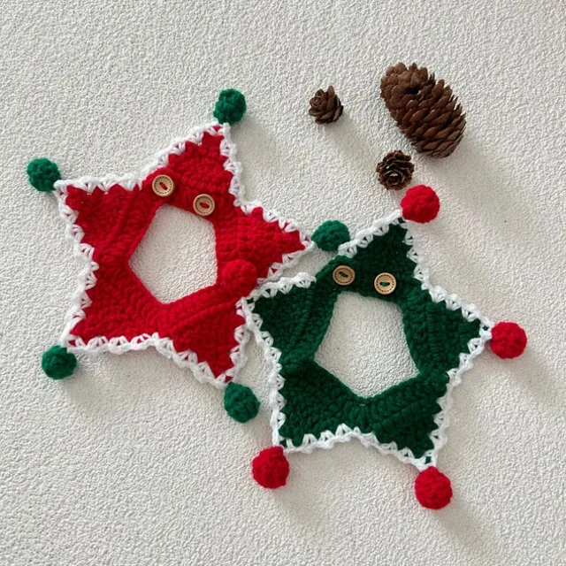 Hand-knitted Pet Scarf Cat Collar Dog Scarf Pet Cute Accessories Christmas Holiday Decoration Suitable for Small Pets