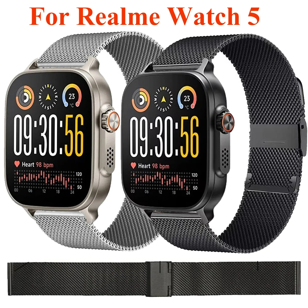 Premium 22mm Milanese Loop Metal Strap - Elegant Watchband Bracelet