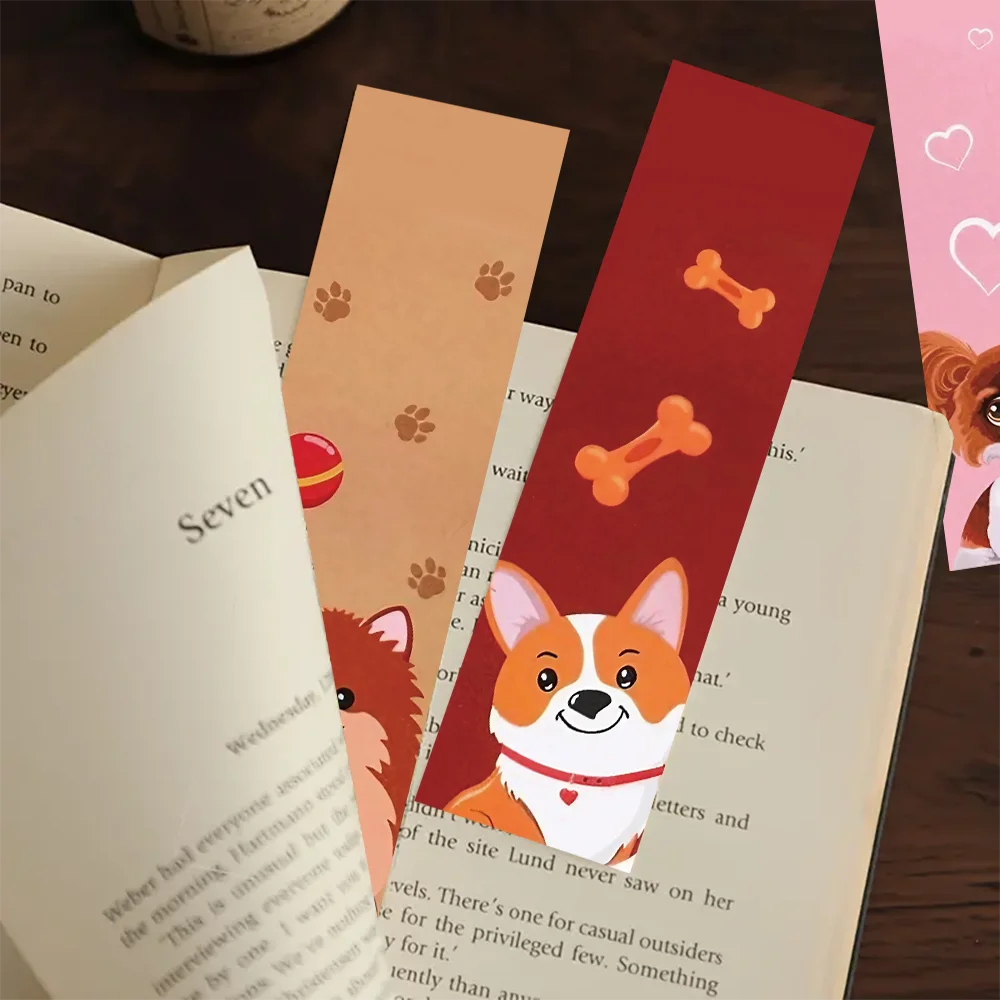 Cartoon puppy bookmarks 30pcs minimalist animal decoration student reading books labeling paper cards books diary DIY bookmarks