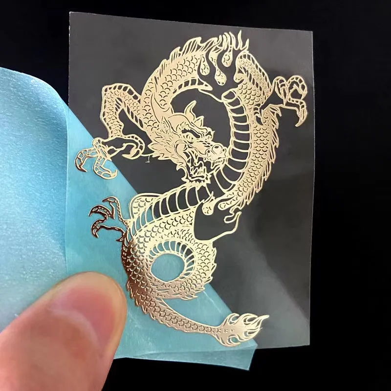 Personality Dragon Tiger Figure Yin And Yang Eight Diagrams Dragon Fight Metal Stickers Mobile Phone Computer Decorative Sticker label stickers