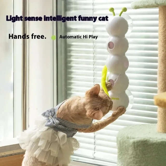 Interactive Cat Toy Intelligent Motion Activated Wack A Worm Post Toy with Tail Automatic Emerging From The Hole Teasing Cat Toy 1