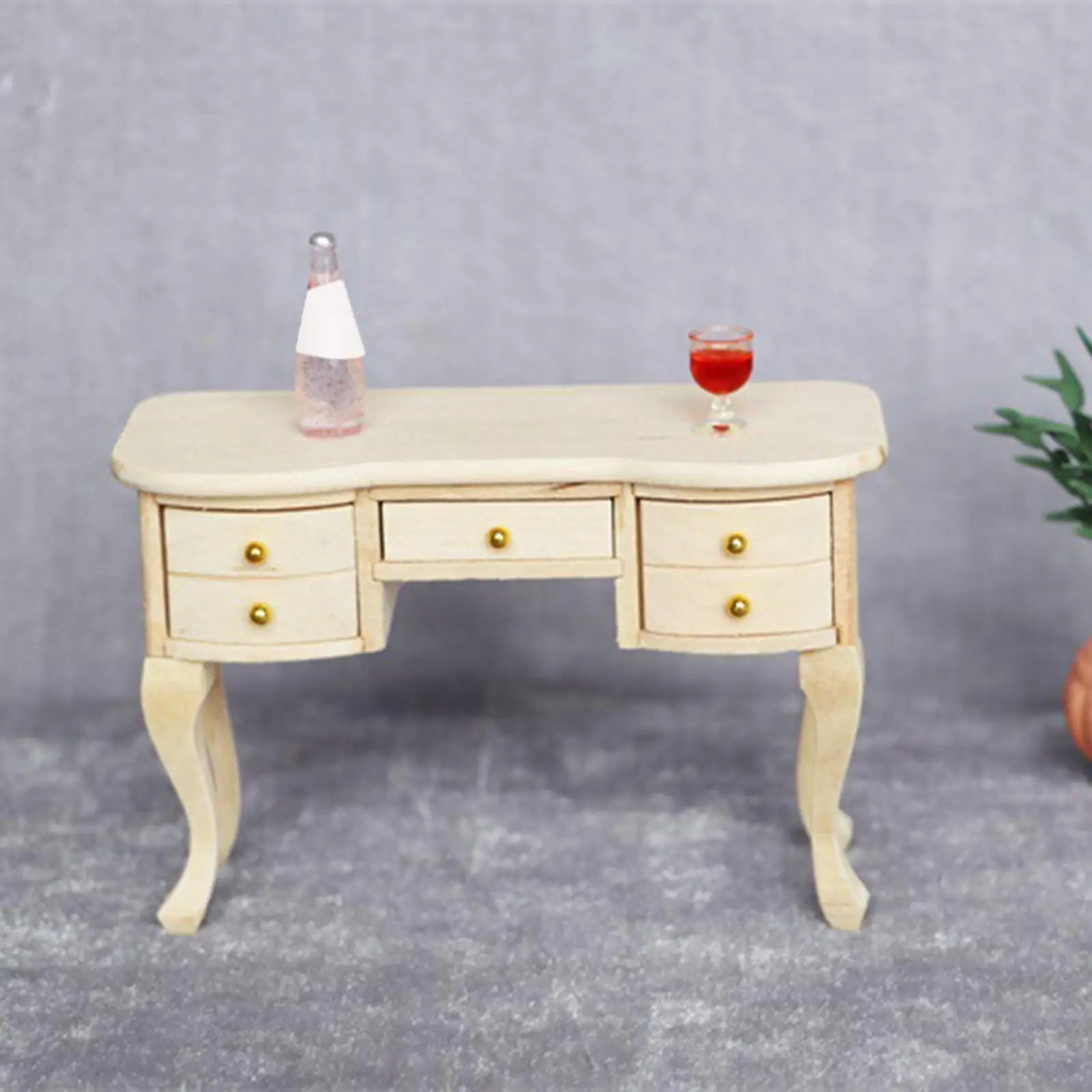 

1/12 Dollhouse Miniature Unpainted Desk Model Furniture Toys Doll Accessories Decoration for Bedroom Living Room Home Ornaments