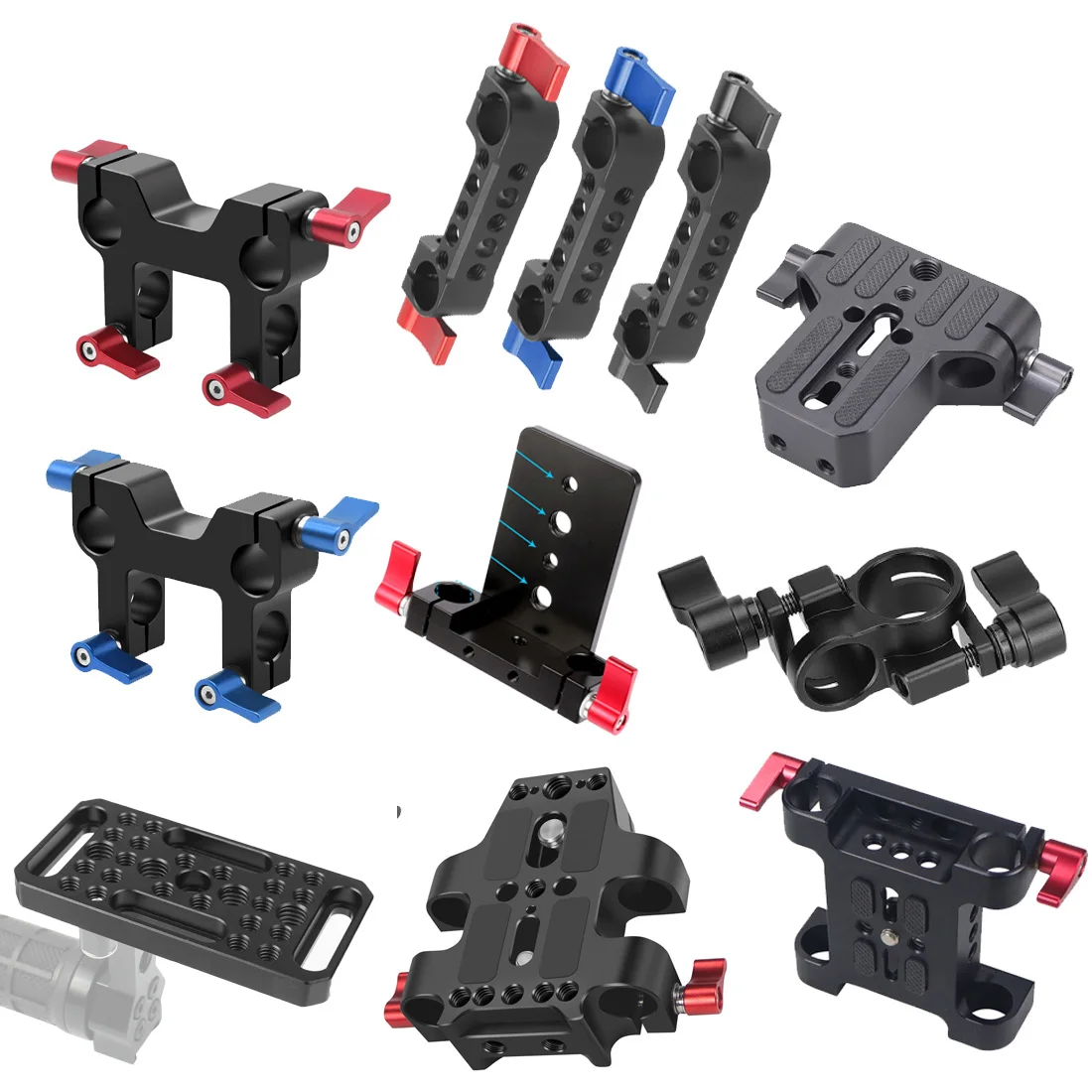 FEICHAO 15mm Rod Clamp 1/4 3/8 Cheese Mount 19mm for Camera Shoulder Rig Follow Focus System Switch Plate Tripod Base Photo Vlog