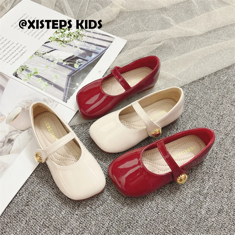 

Little Princess Girls Elegant Patent Leather Mary Jane Shoes Wedding Party Dress Shoes Toddler Red Beige Non-slip Leather Shoes