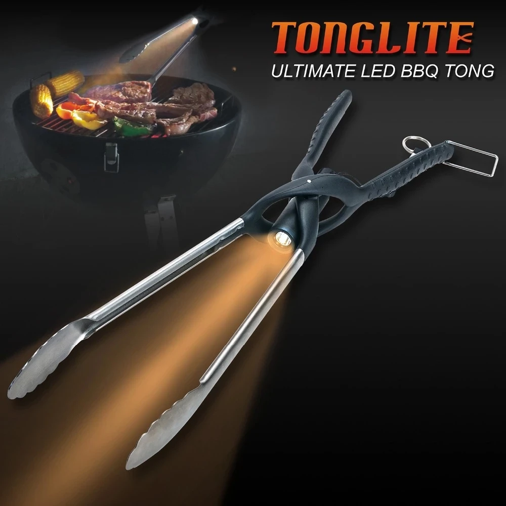 

Tonglite Stainless Steel Metal BBQ Tool Grill Skewers Barbecue Tong WithAlumunium LED Lighting Inside (without battery)