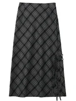 CHIC VEN – jupe longue décontractée pour femmes, nouveau Style doux et Cool, taille haute, fente à carreaux, demi-jupe Tube droit, printemps automne 2024 5