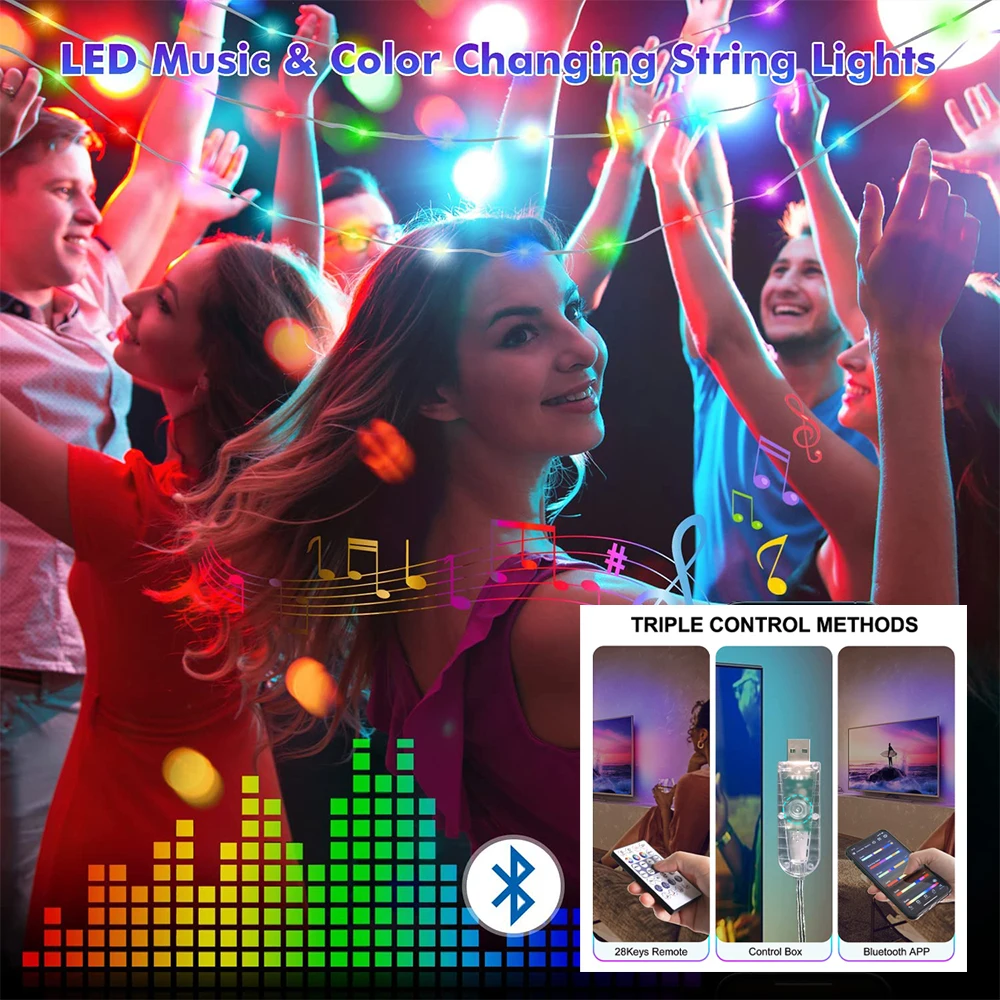 Fairy String Lights 5m 10m 20m 30m Smart Christmas Lights WS2812B RGBIC Christmas Dreamcolor USB LED String decorative lights led string lights led fairy lights string lights