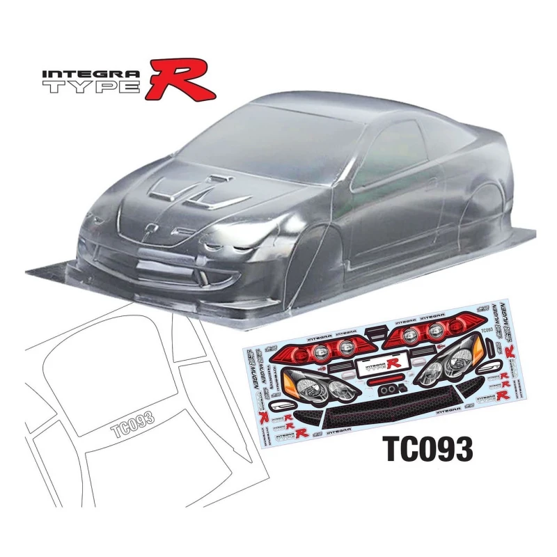 レーシングカー用ステッカー付きクリアシェル10個,dc5 type r