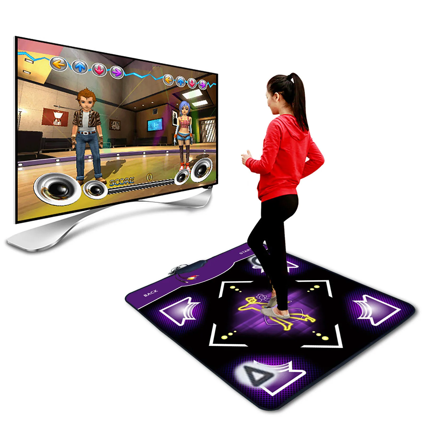 Dance Mat Fitness Gaming Machine Pad for TV Home Use Running 3D Sensing Game Console Single Player PC Weight Los