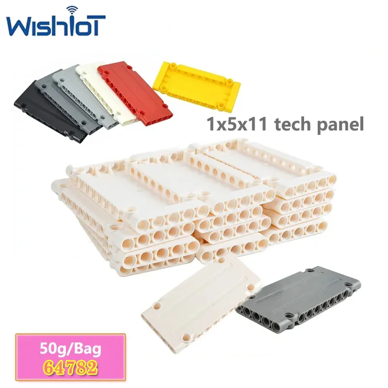 50G/세트 64782 플레이트 테크놀로지 빌딩 블록 액세서리 1x5x11 테크 패널 기계식 DIY 개조 장난감 MOC 소형 브릭 부품