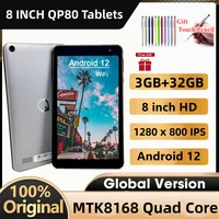 2025 New QP80 8” Android 12 Tablets 3GB RAM 32GB ROM Type-C MTK8168 Quad Core 5.0MP+13.0MP Bluetooth 5.0 4000mAh 1280x800 Pixels 1