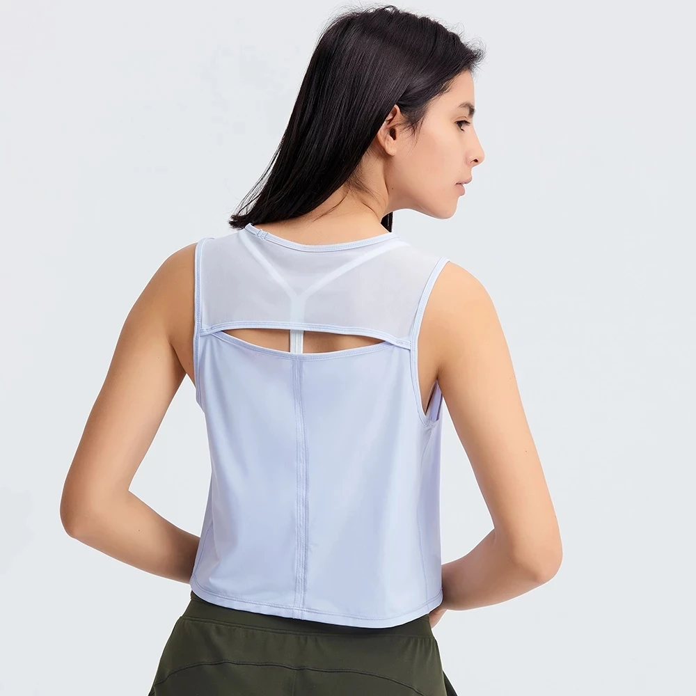 

Кроп-майка Lu для спортзала женская, светоотражающий жилет без рукавов для занятий йогой, однотонная быстросохнущая майка