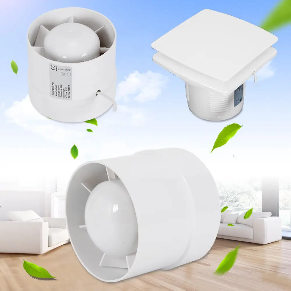 12W Wall Exhaust Fan Ventilation Channel Fan Bathroom Kitchen Garage Pipe Tube Fan 100mm 220V DHL — view 4