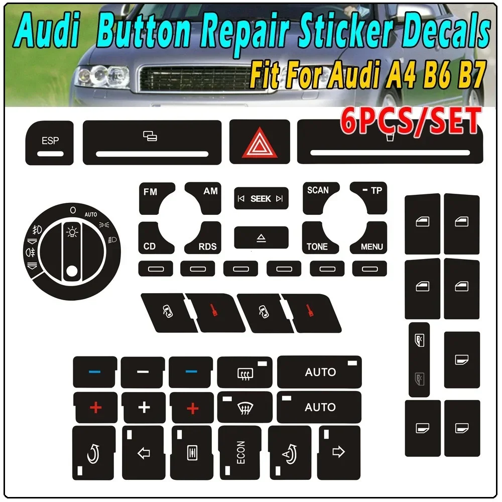 Button Repair Decal Sticker Set for Door Lock and Window Air Conditioner