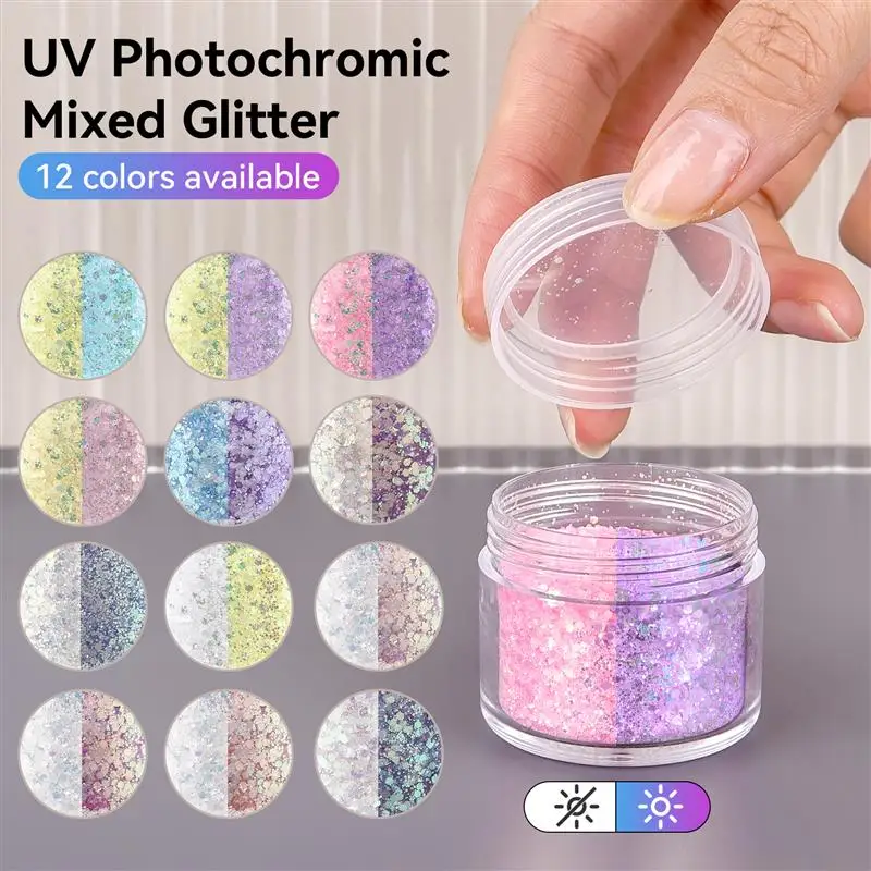 5g UV Light-Changing Glitter Powder DIY Epoxy Resin Pigments Nail Art Dye UV Sensitive Color Temperature Changing Powder