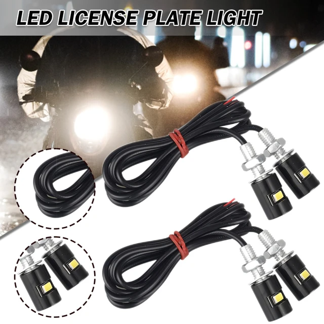 2PCS Motorcycle Screw 3-SMD LED Bolt Lamp Car License Plate Light