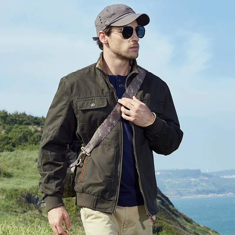 Baseball Jacket Man Casual Jacket Camping Heavy Withzipper Bomber Cardigan Trekking Oversize Mountaineering Military