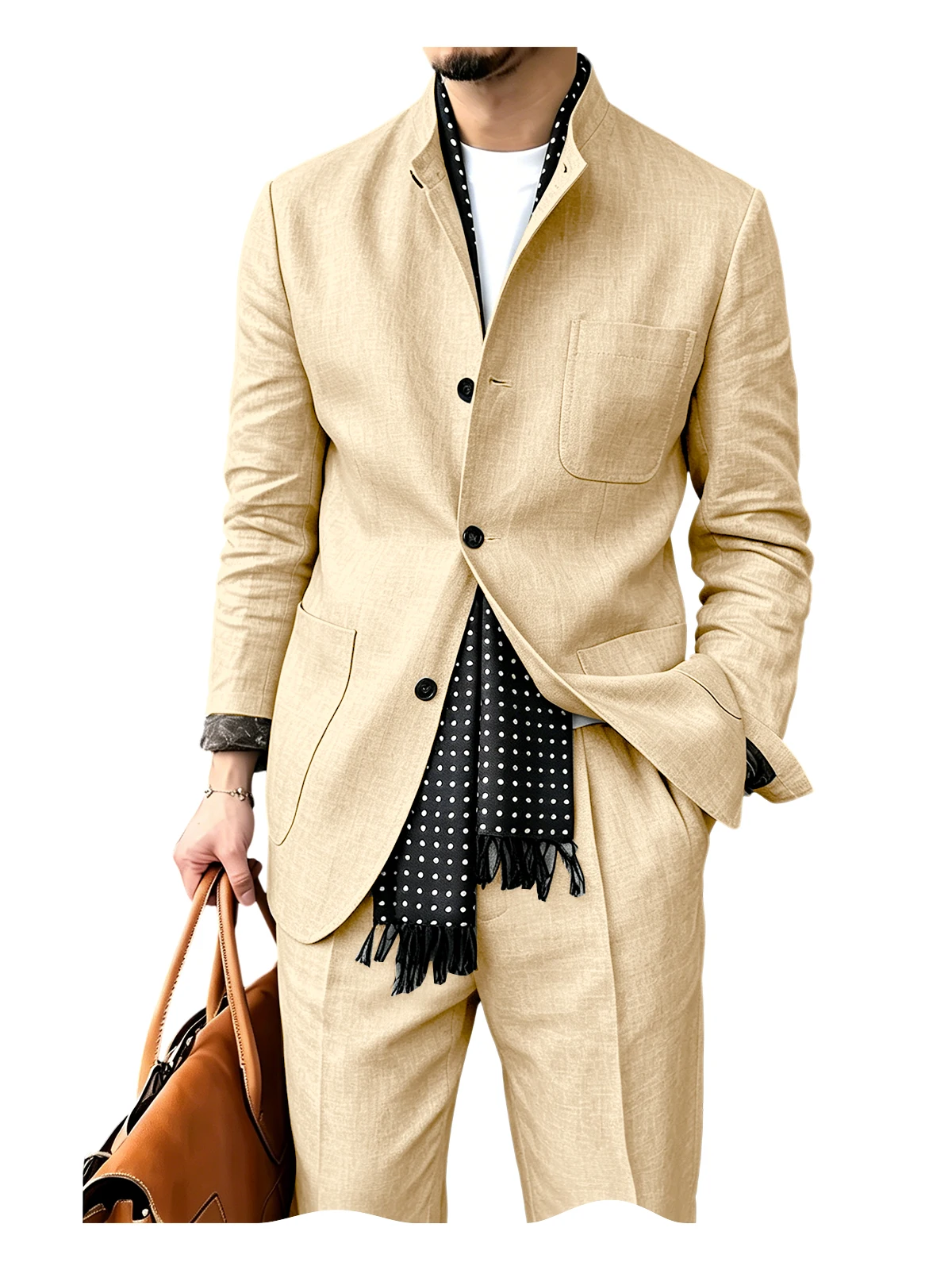 Ensemble de costume 2 pièces en mélange de lin pour homme