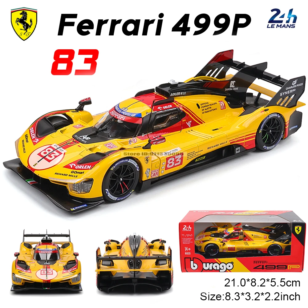 Bburago 1:24 202 Ferrari 499P LMH FORMULA RACING 488 250GTO FXXK 458 Alloy Luxury Vehicle Diecast Cars Model Toy Collection Gift