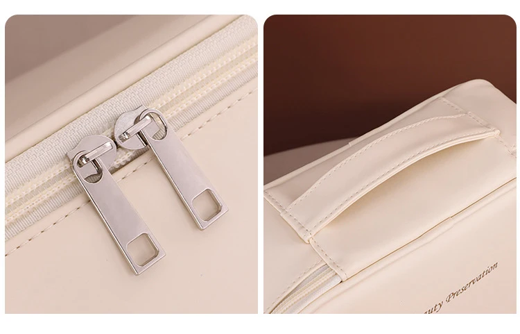 PU Leather Waterproof Cosmetic Bag with Compartments – Large Capacity Makeup Organizer ... - SKU CSB16889 - UGI Packaging