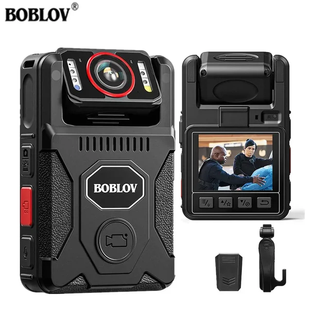 BOBLOV 4K GPS Body Mounted Camera 128GB Video Recorder 180° Rotate Camera 4000mAh Battery for 15 Hours Recording Bodycam