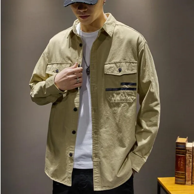 

Spring cotton shirt Men's loose shirt long sleeve men's autumn casual coat