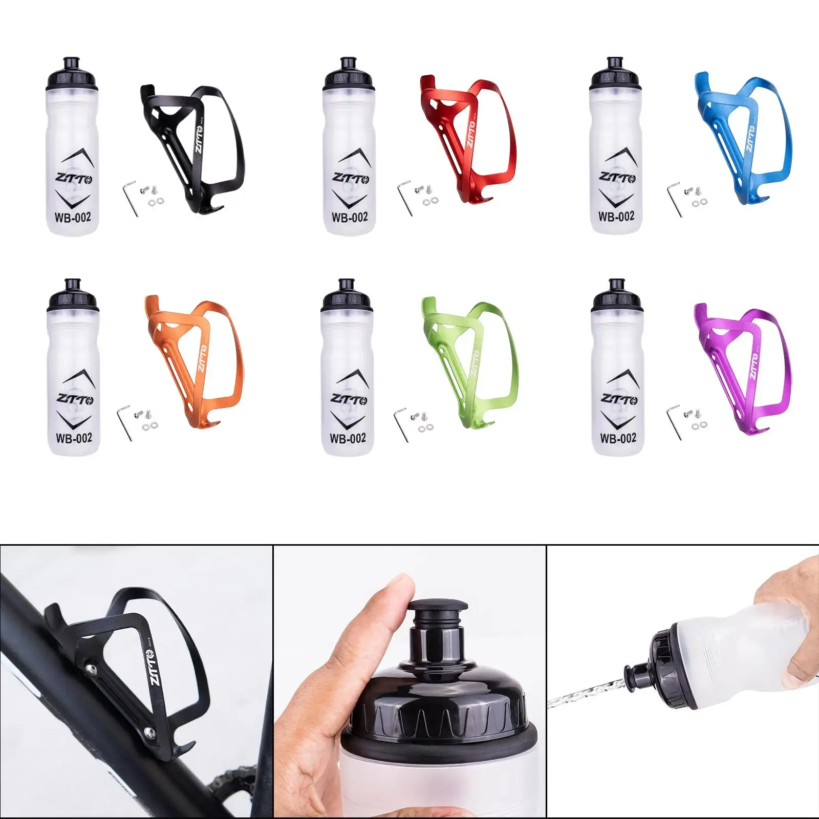 Mountain Bicycle 750ml Water Bottle with Holder Flexible Soft Bottle Stylish